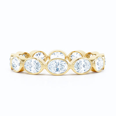 Petite Oval East West Bezel Wedding Band