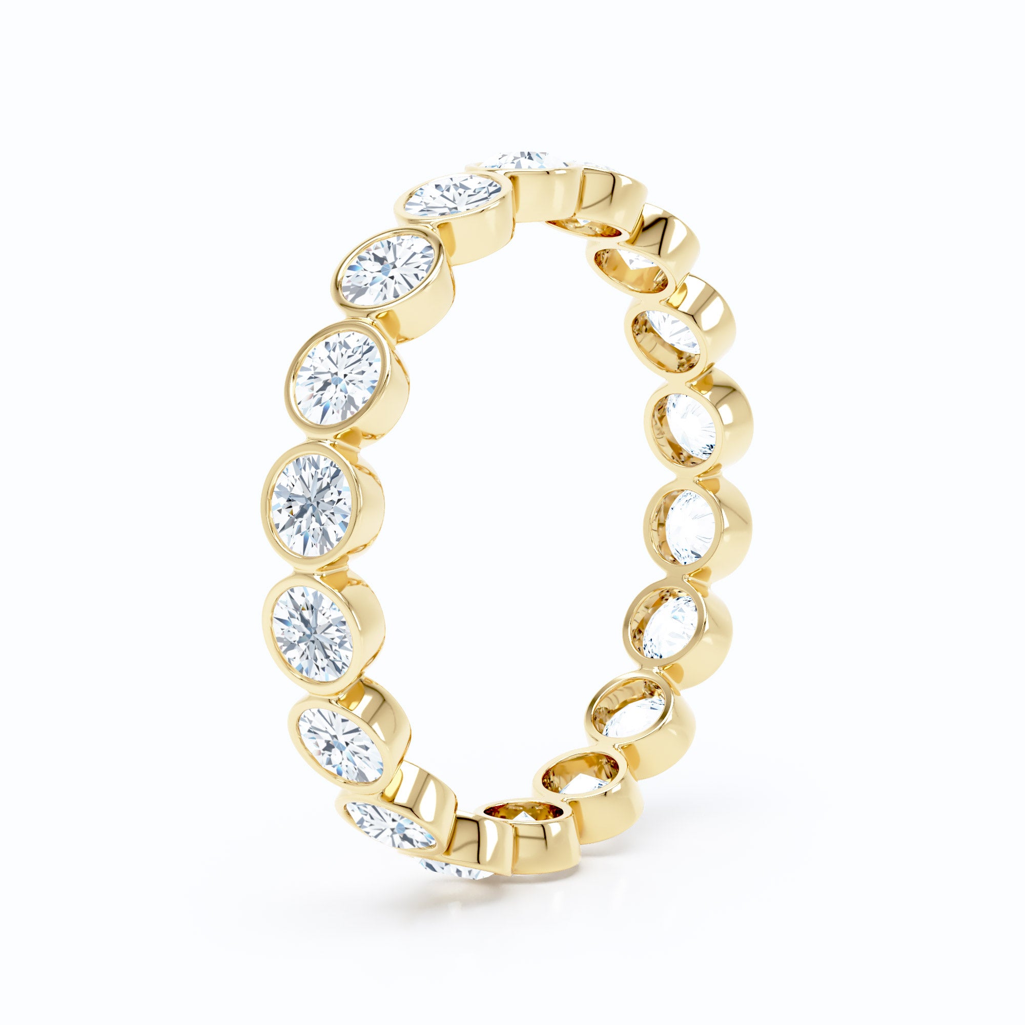 Round Bezel Wedding Band