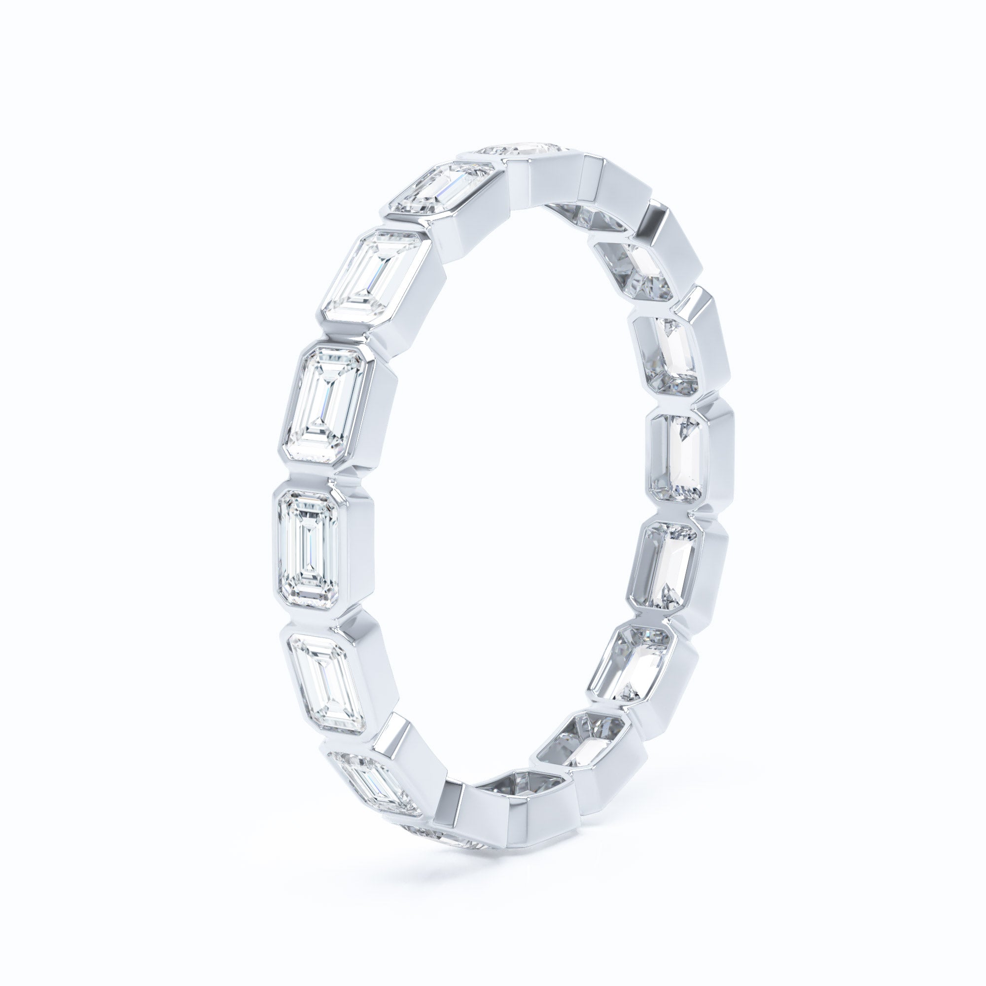 Mini Emerald East West Bezel Wedding Band