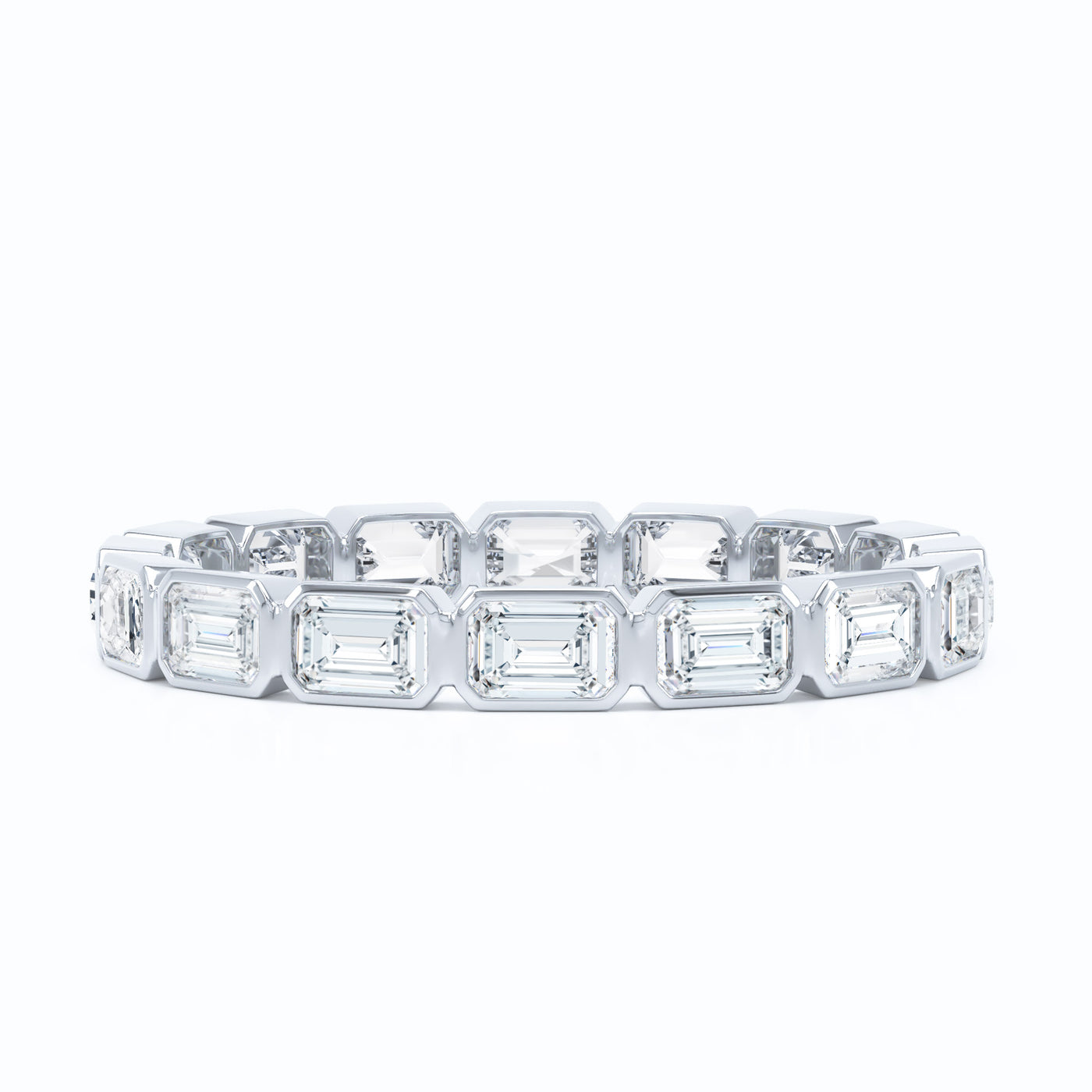Mini Emerald East West Bezel Wedding Band
