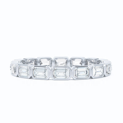 Mini Emerald East West Bezel Wedding Band