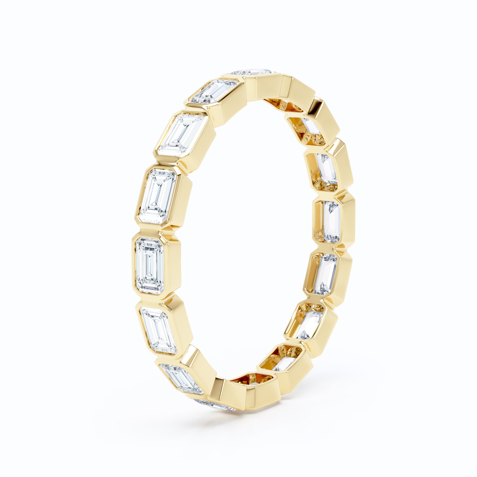 Mini Emerald East West Bezel Wedding Band