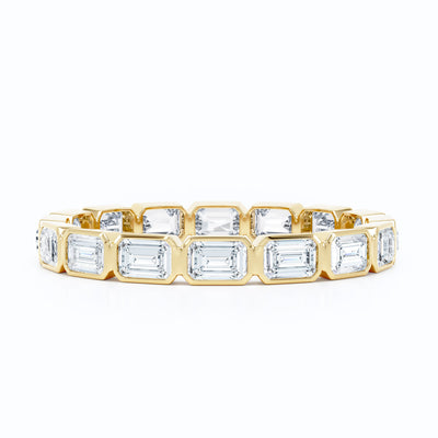 Mini Emerald East West Bezel Wedding Band