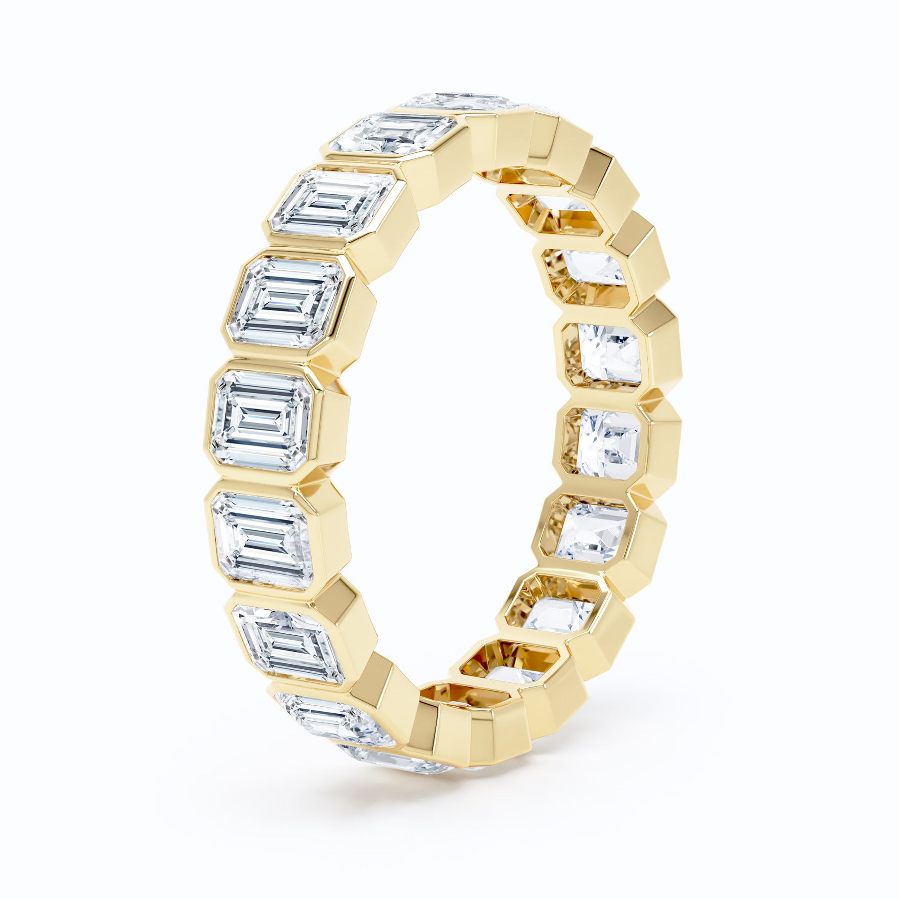 Emerald Bezel Wedding Band – Mavilo