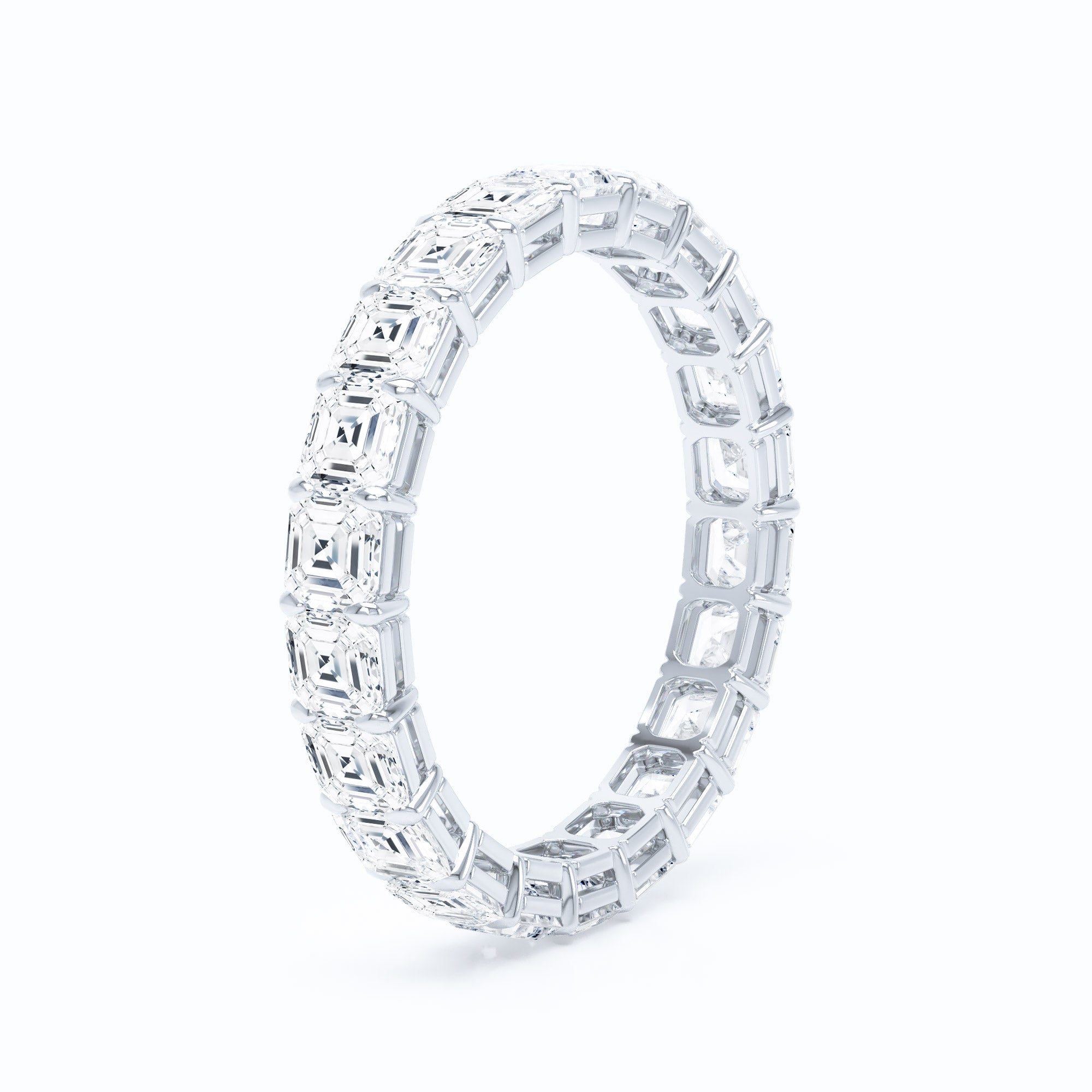 Mini Asscher Shared Prong Wedding Band