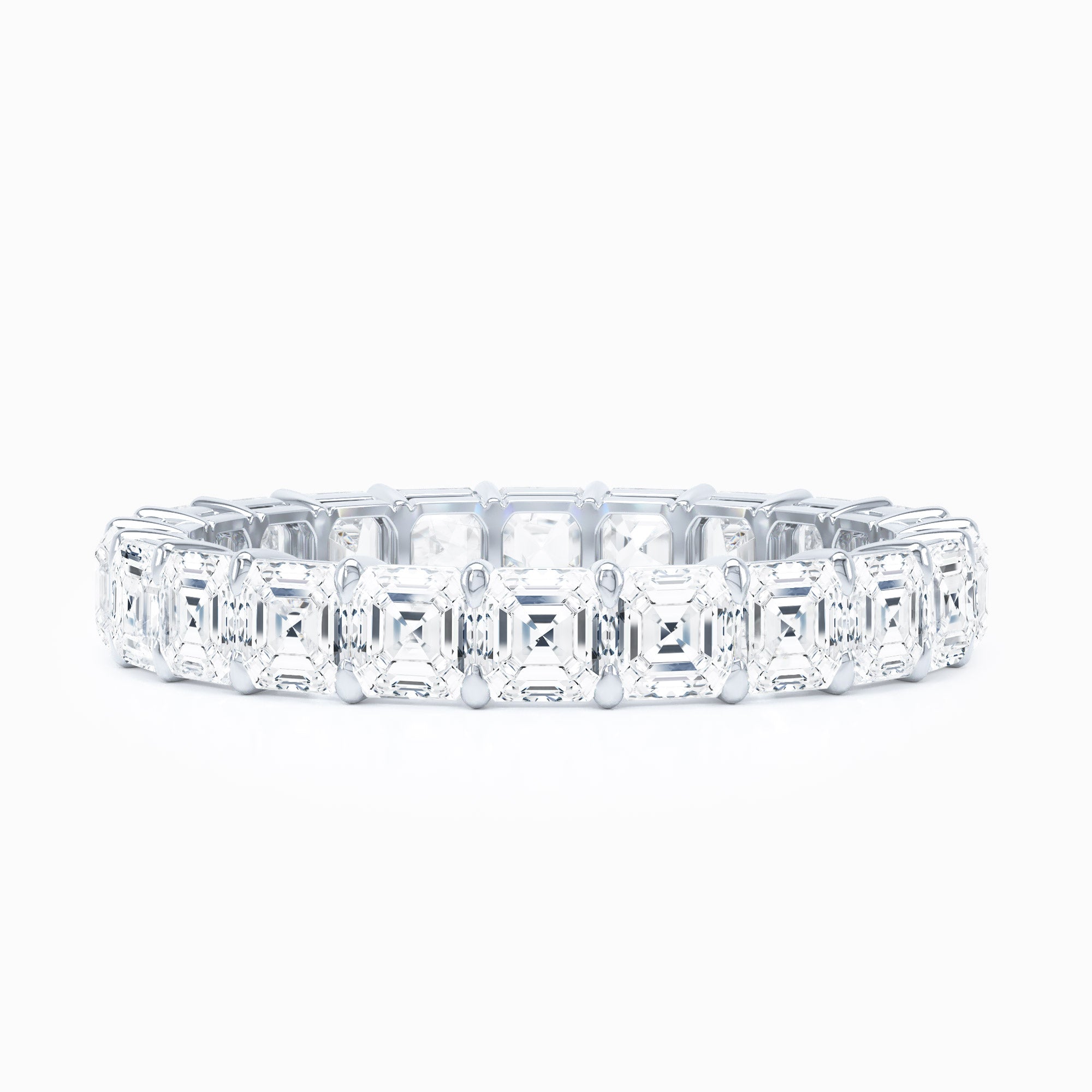 Asscher Shared Prong Wedding Band