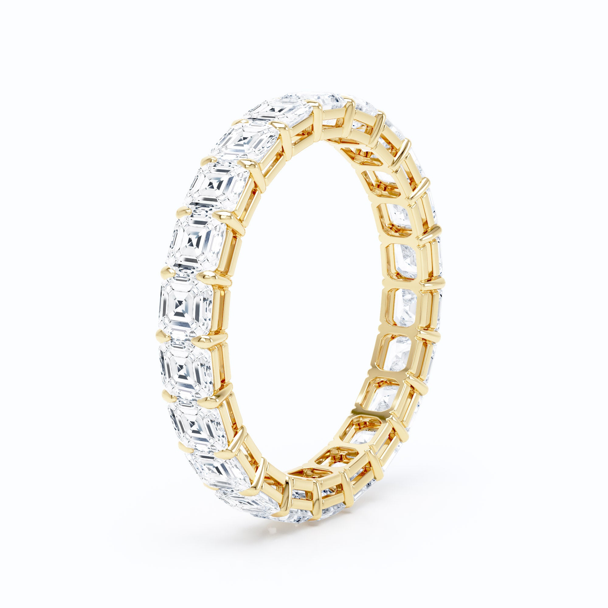 Mini Asscher Shared Prong Wedding Band