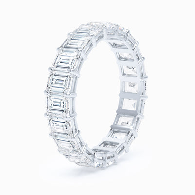 Emerald Cut Shared Prong Wedding Band