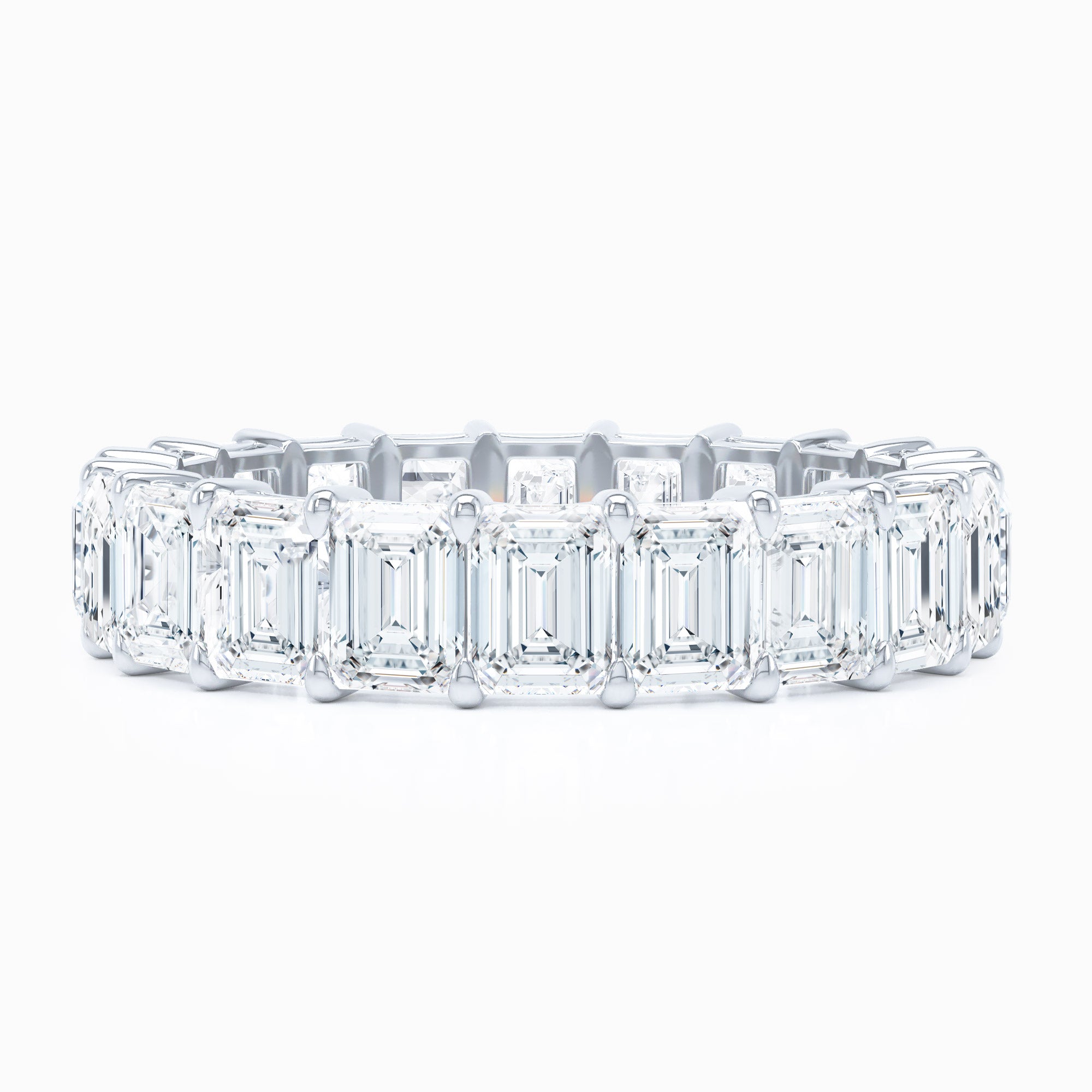 Emerald Cut Shared Prong Wedding Band