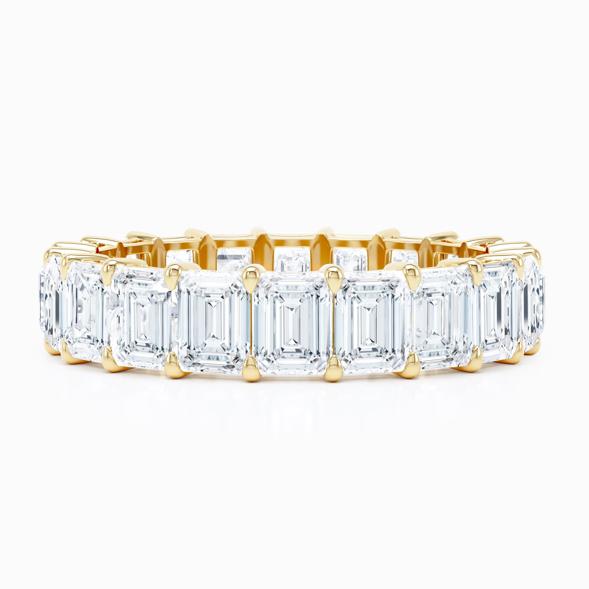 Emerald Cut Shared Prong Wedding Band
