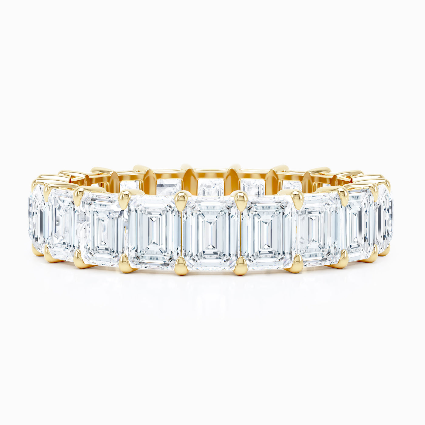 Emerald Cut Shared Prong Wedding Band
