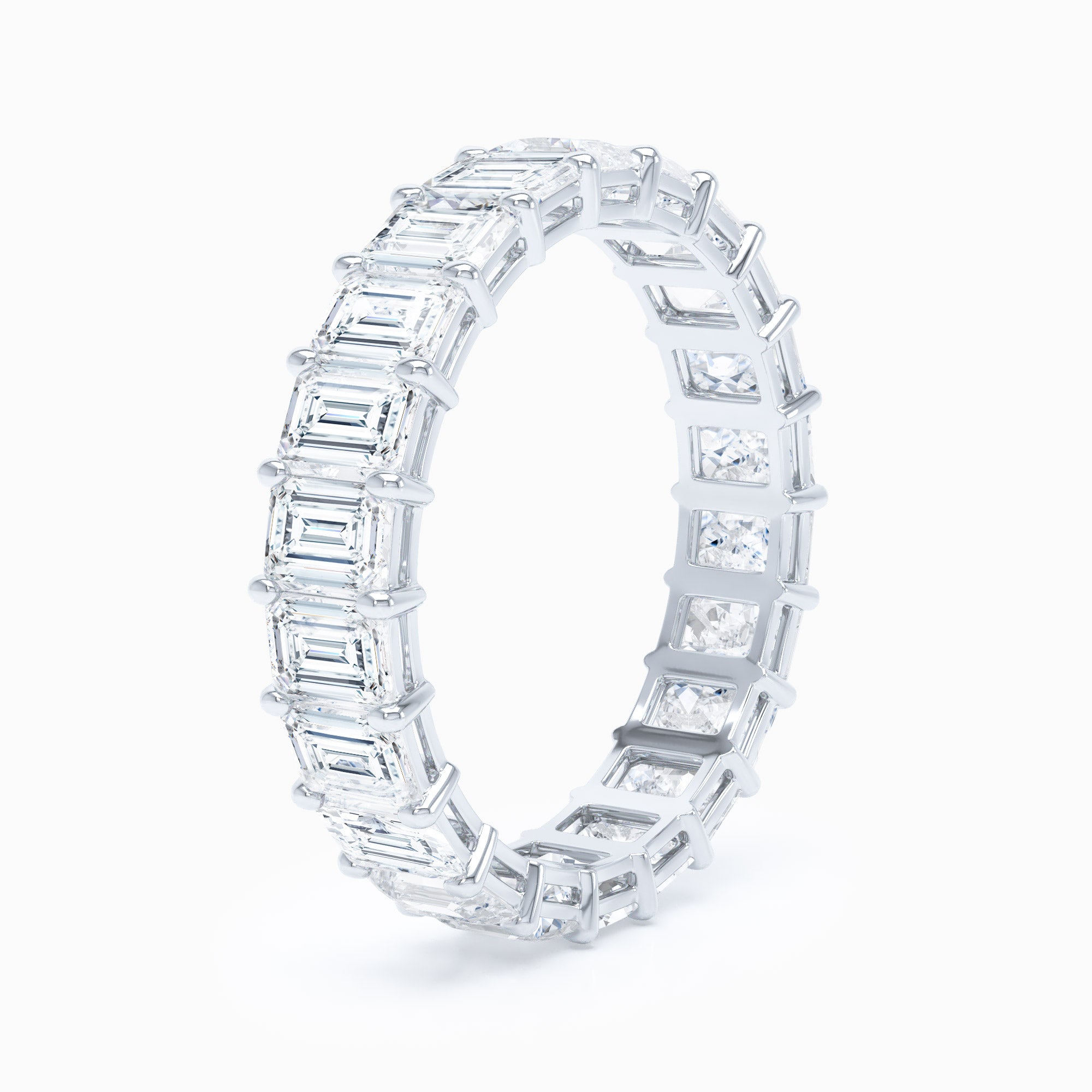 Petite Emerald Cut Shared Prong Wedding Band