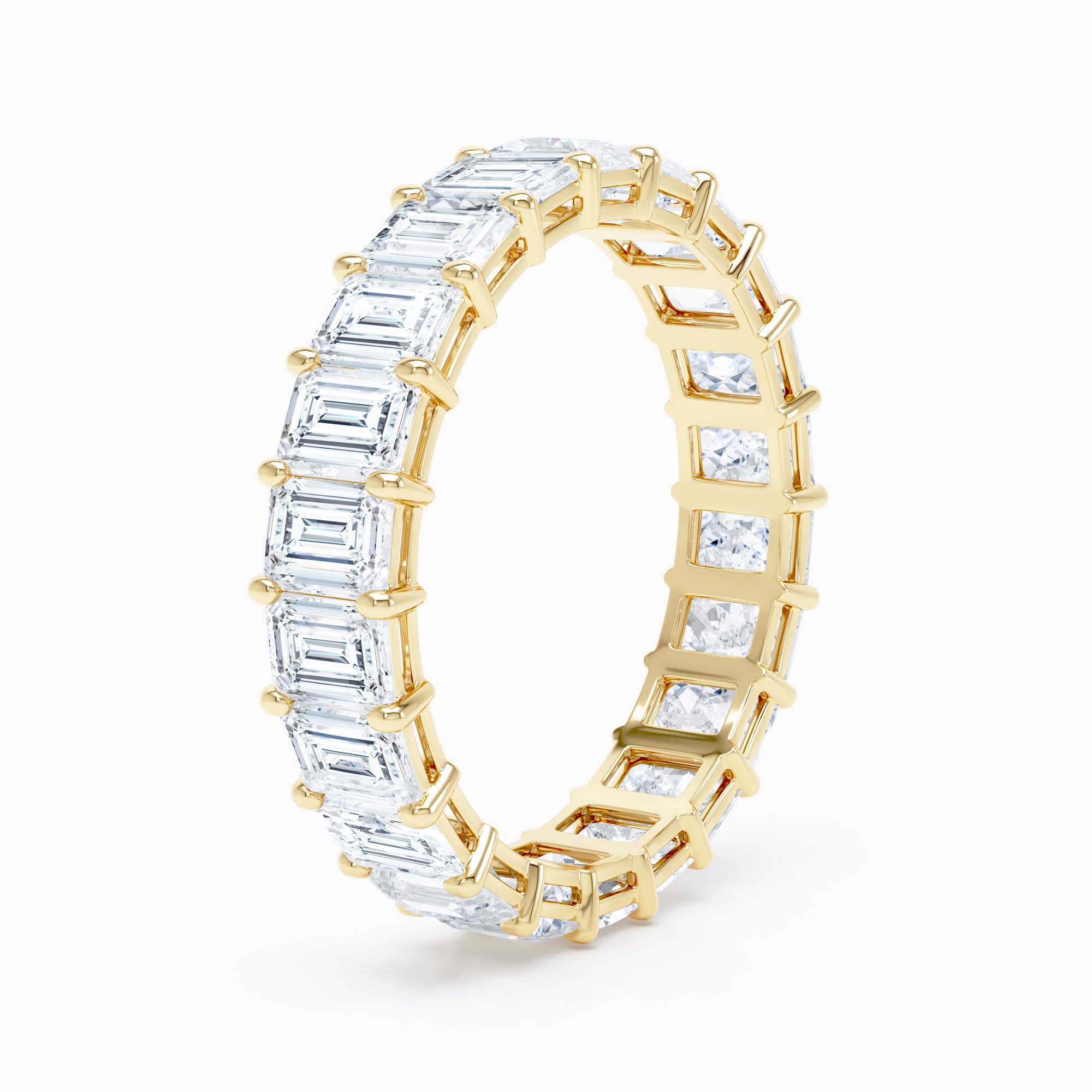 Petite Emerald Cut Shared Prong Wedding Band