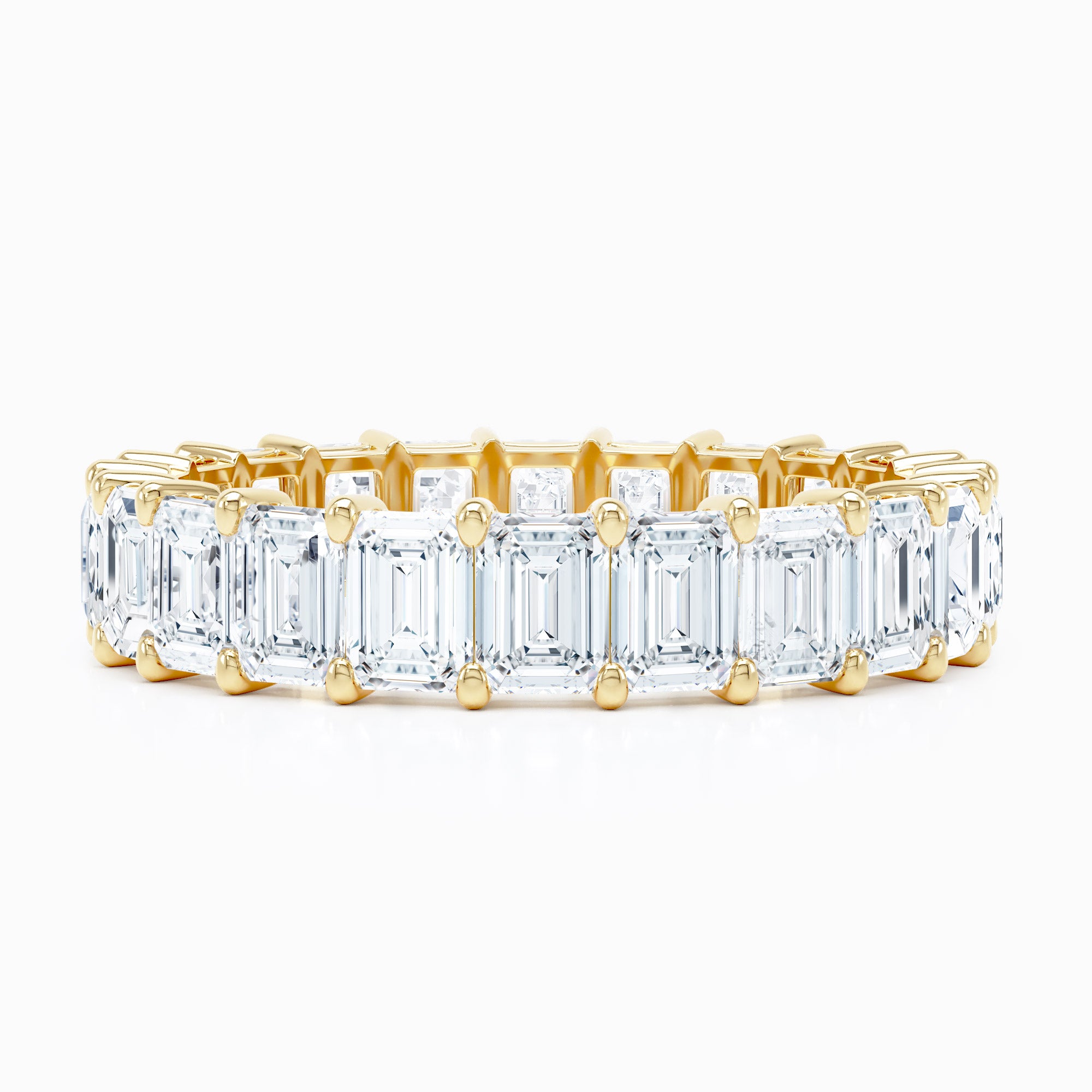 Petite Emerald Cut Shared Prong Wedding Band