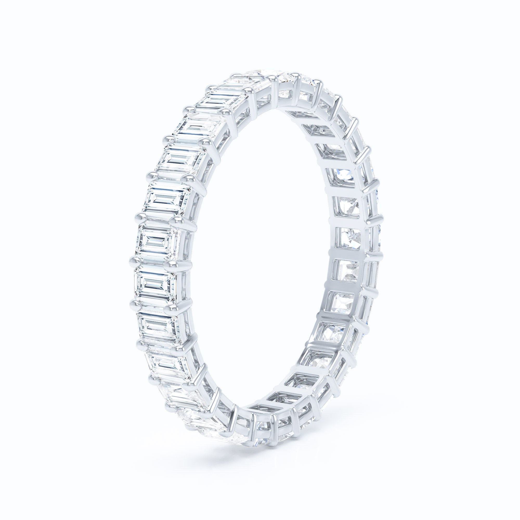 Mini Emerald Cut Shared Prong Wedding Band