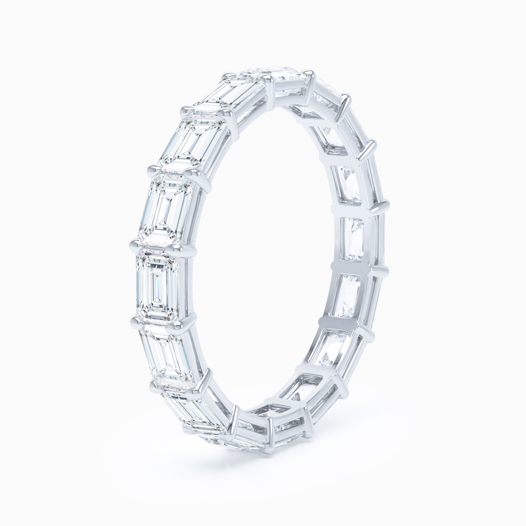 Emerald Cut East West Wedding Band