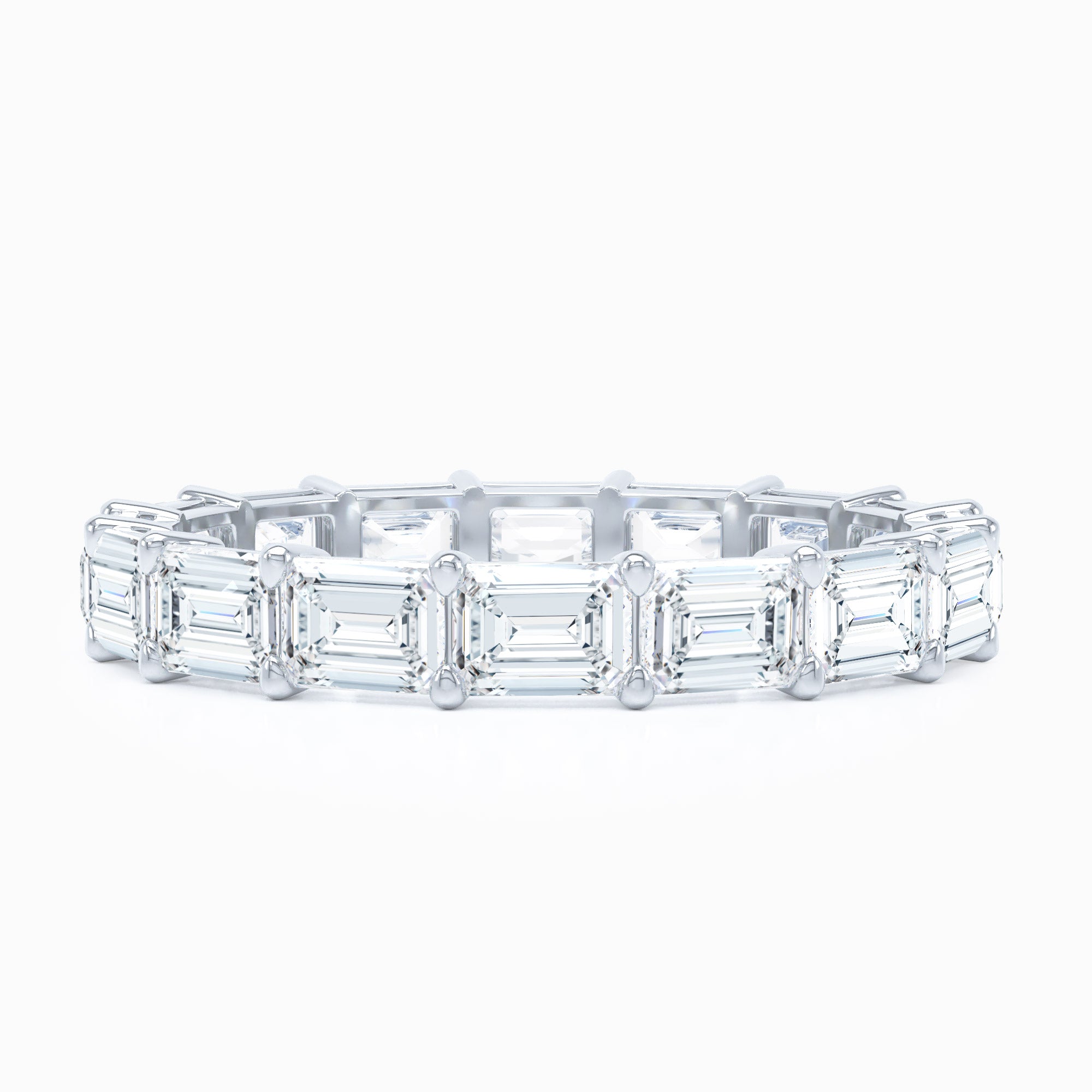 Emerald Cut East West Wedding Band