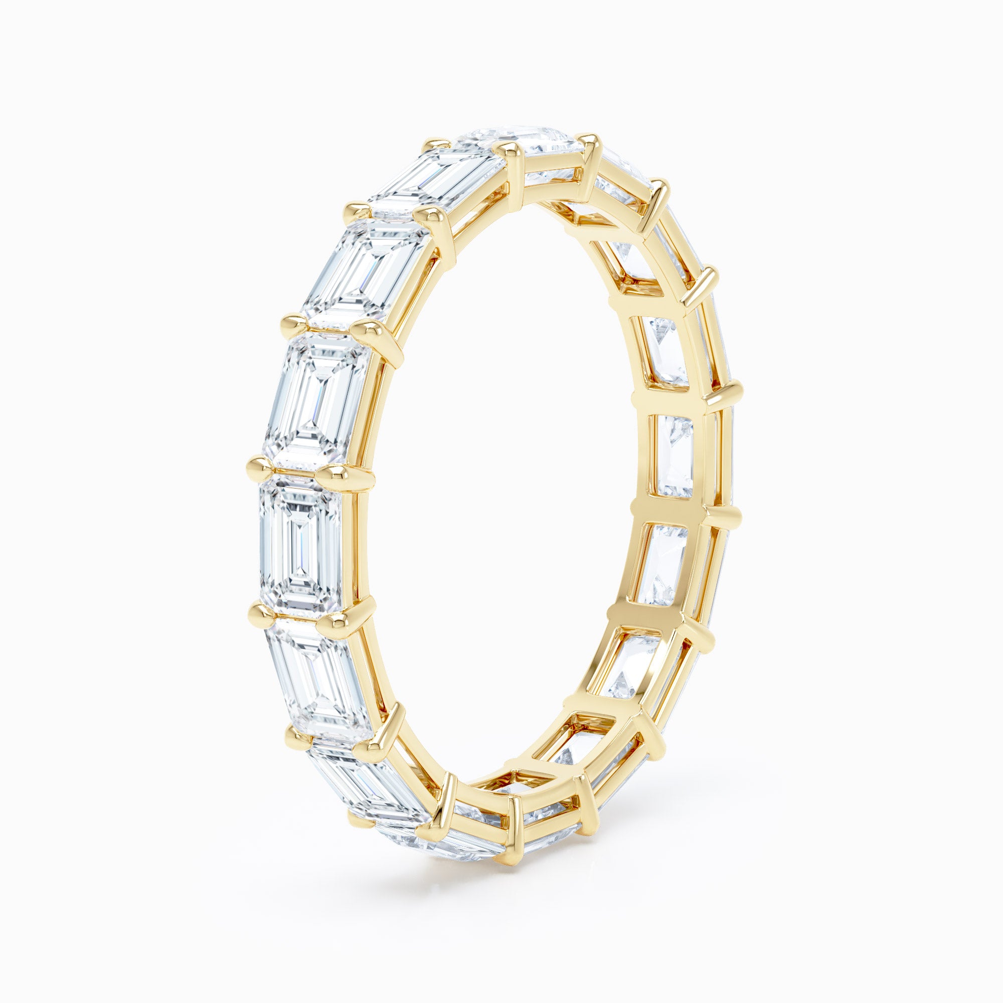 Emerald Cut East West Wedding Band