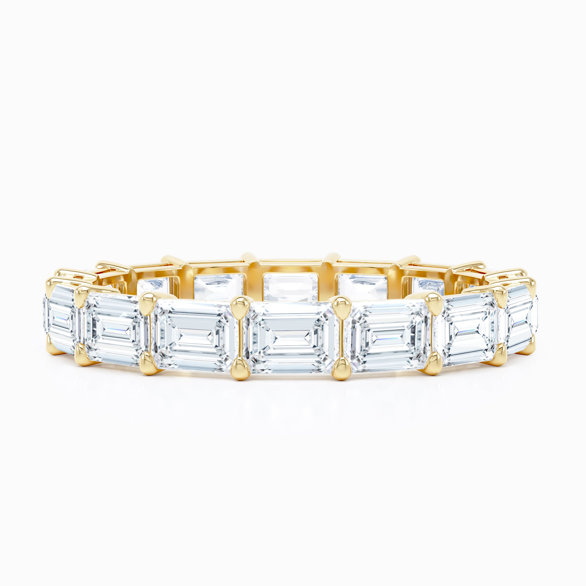 Emerald Cut East West Wedding Band