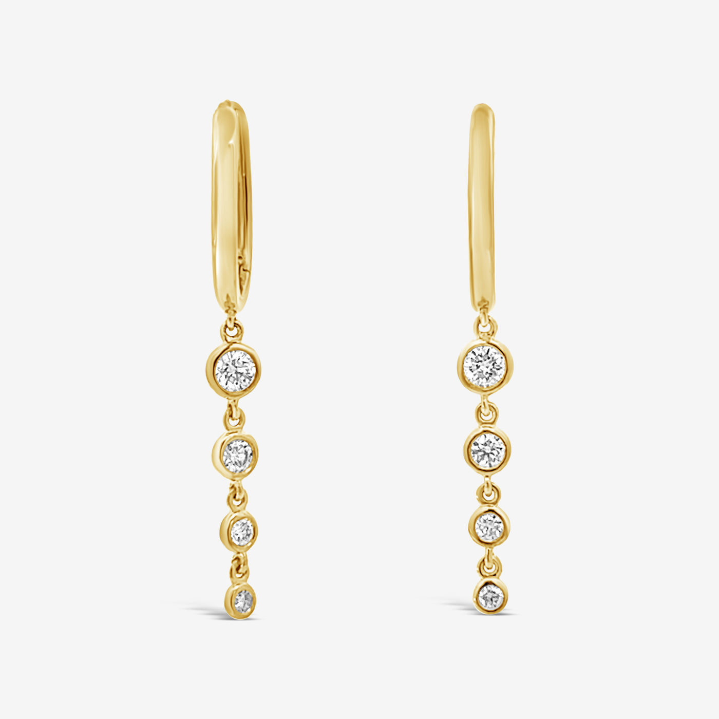 Bezel Dangle Diamond Hoop Earrings