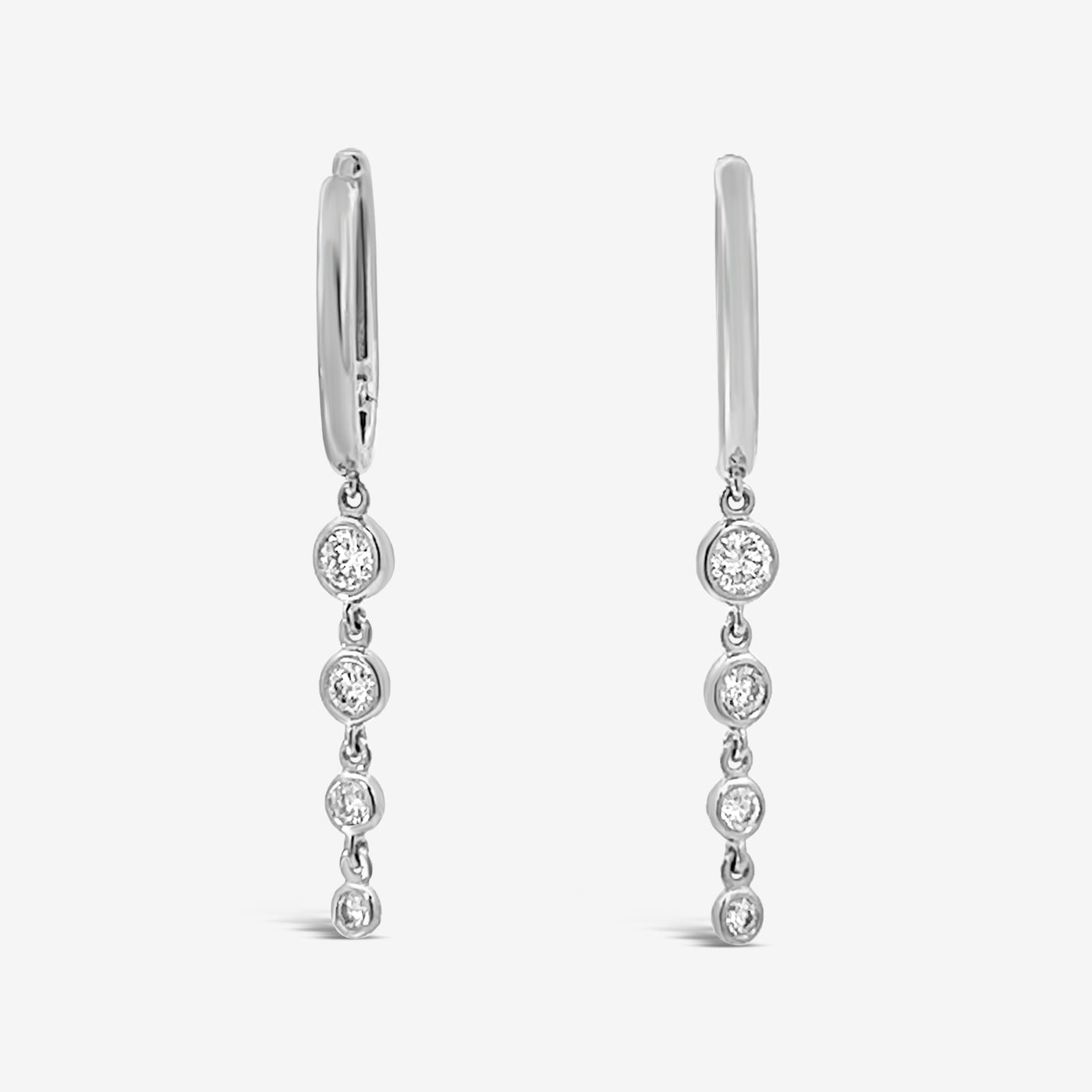 Bezel Dangle Diamond Hoop Earrings