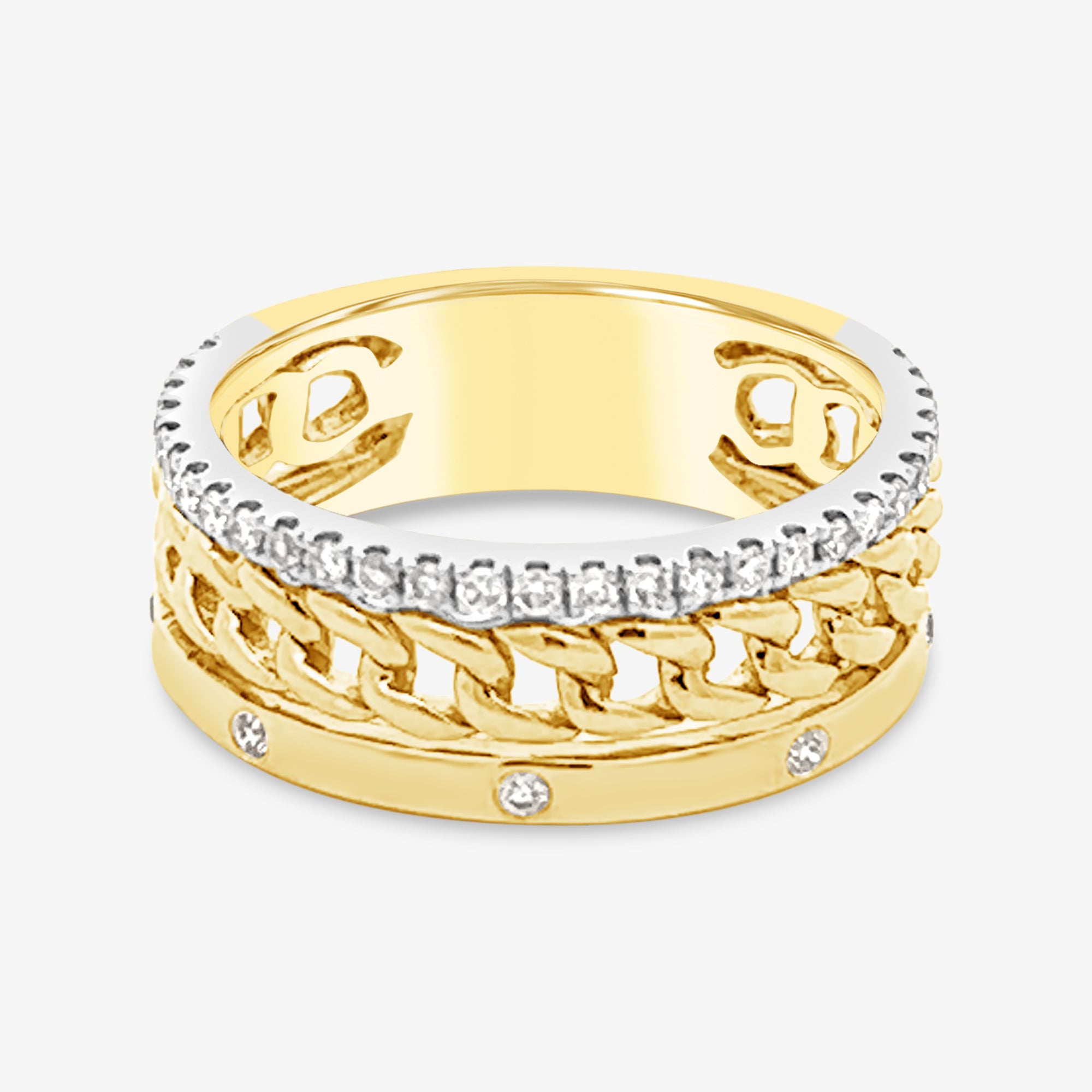 Burnished & Prong Set Triple Stack Ring