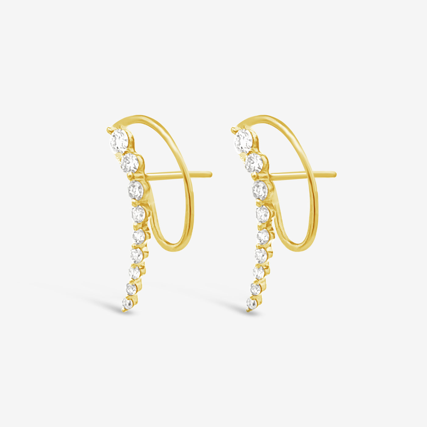 Curved Diamond Climber Earrings