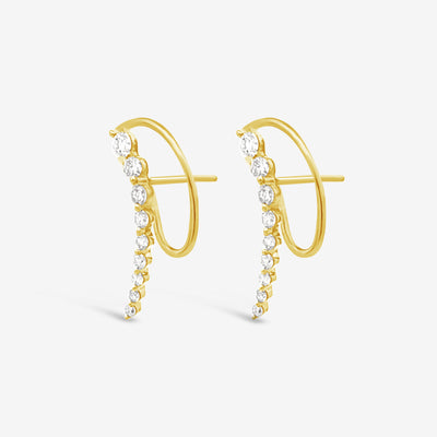 Curved Diamond Climber Earrings