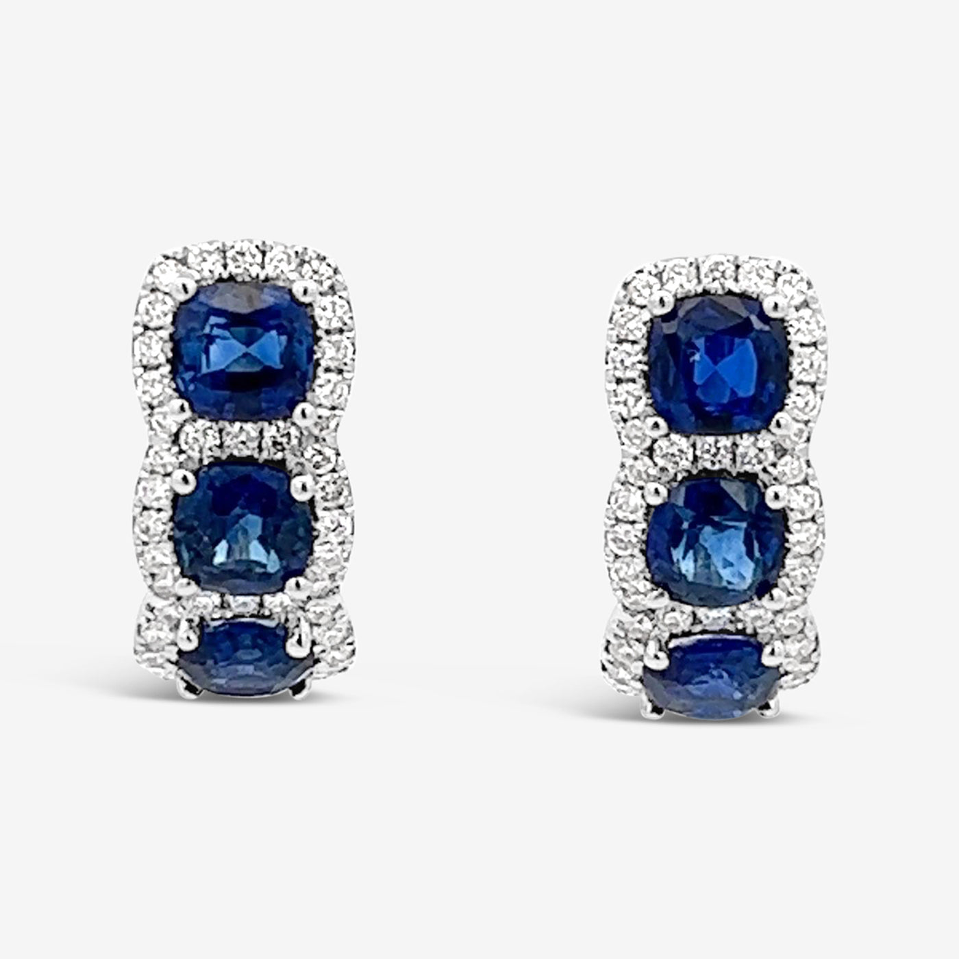 Cushion Shape Sapphire and Diamond Earrings