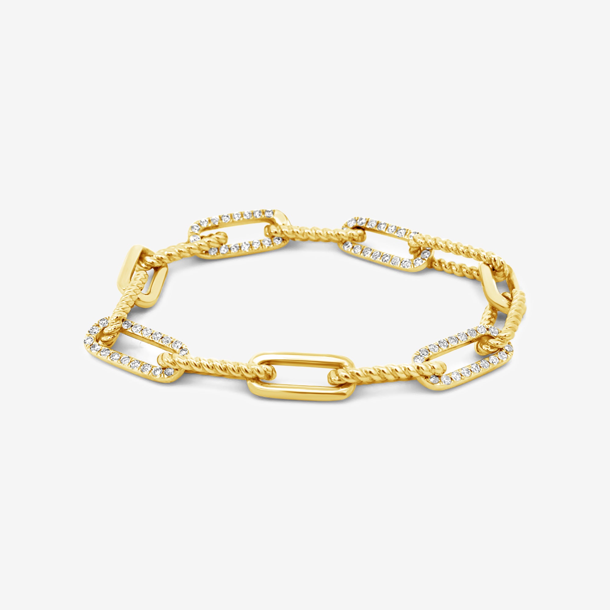 Diamond Paperclip & Cable Links Bracelet