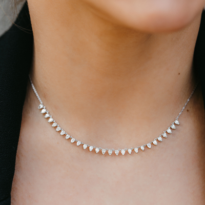 Diamond Pear Shape Drops Necklace