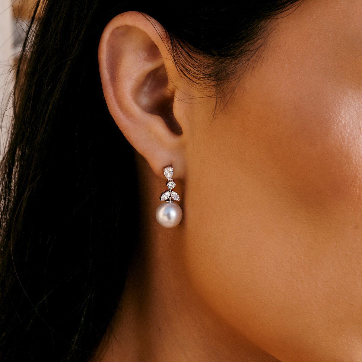 Diamond Studded Pearl Drop Earrings For Females | Artificial Jewellery –  Jewellery Hat