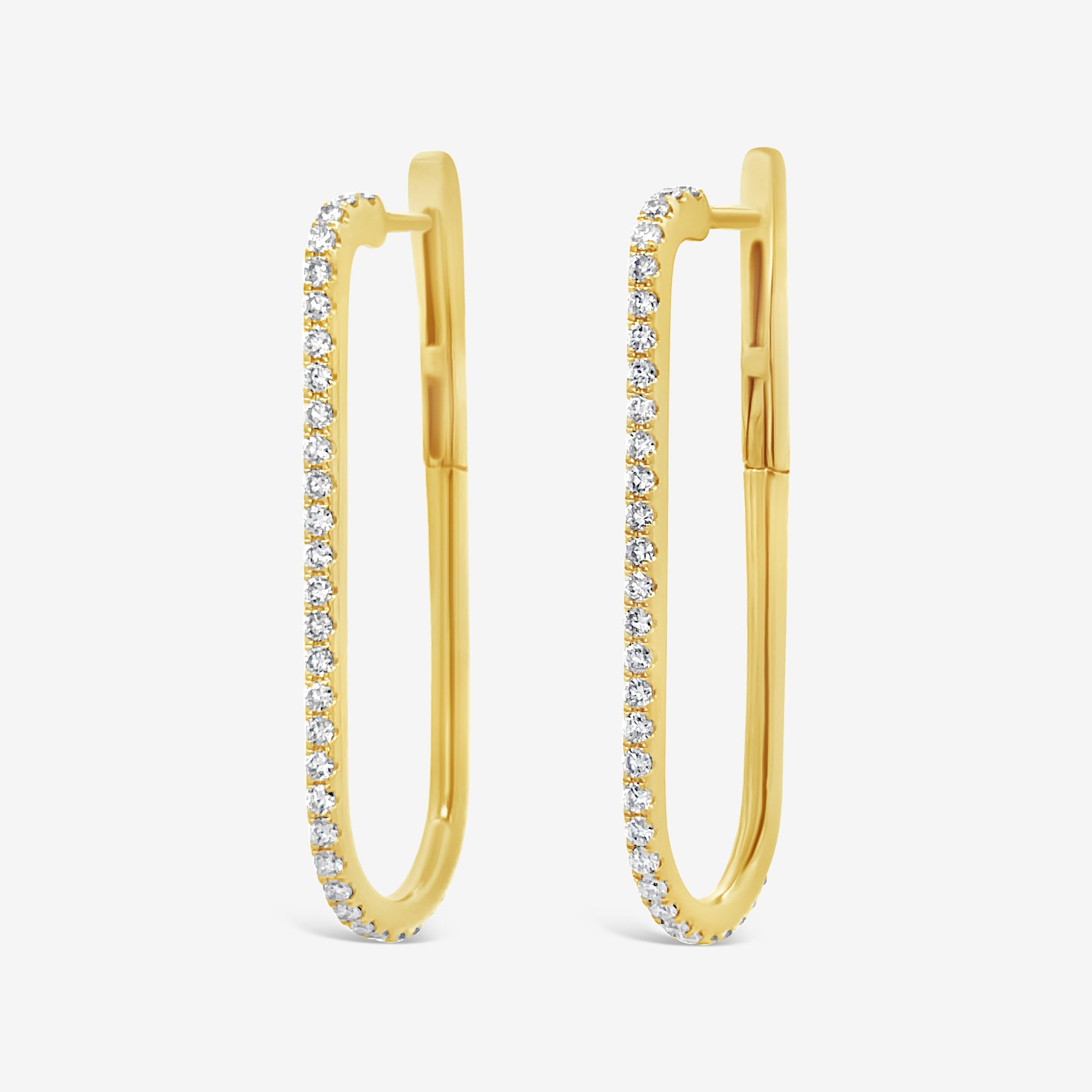 Diamond Elongated U-Hoop Earrings
