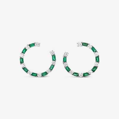 Emerald & Diamond Circle Earrings