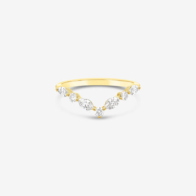 Marquise & Round Diamond "V" Ring