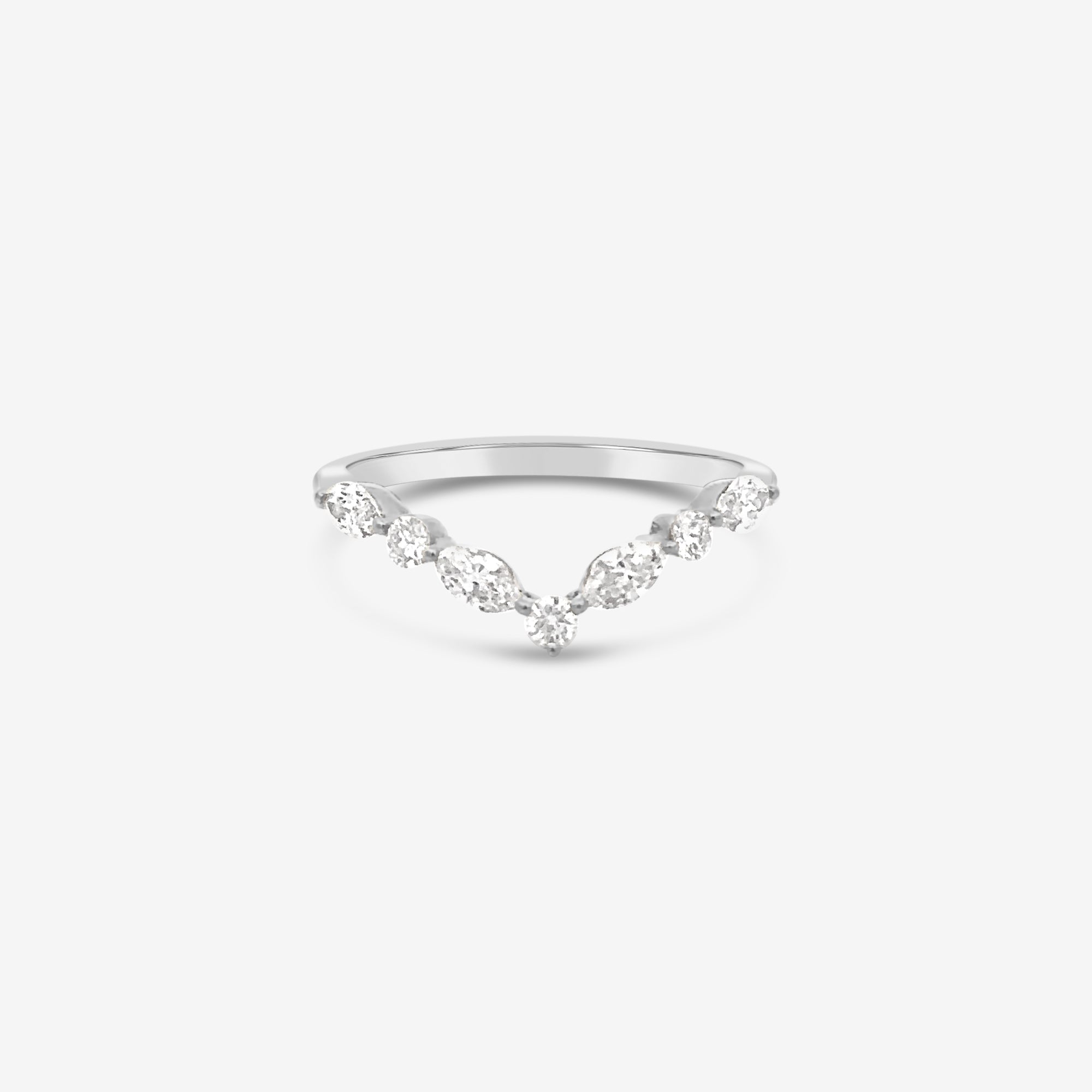 Marquise & Round Diamond "V" Ring