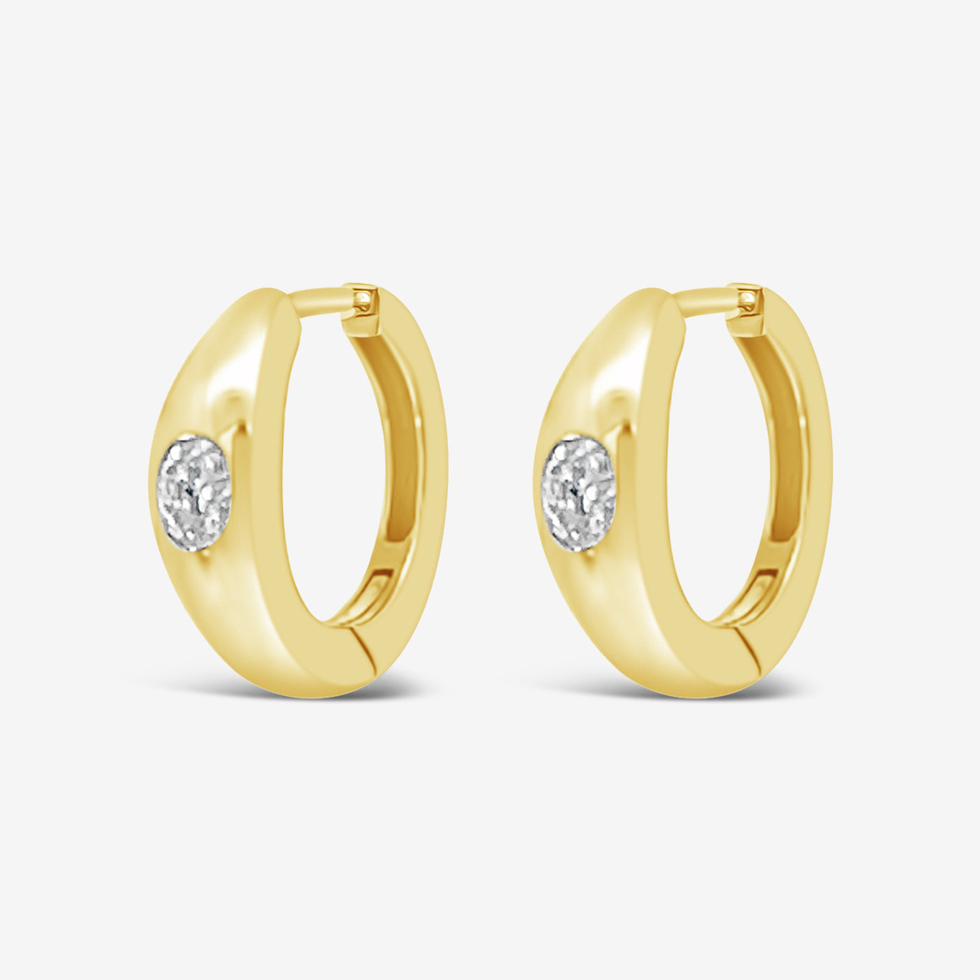 Oval Solitaire Huggie Earrings