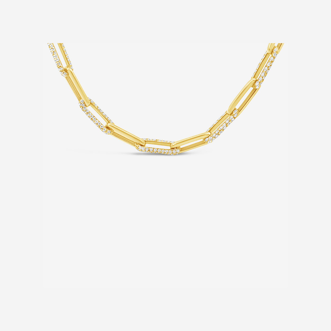 Paper Clip 5 Diamond Links Necklace