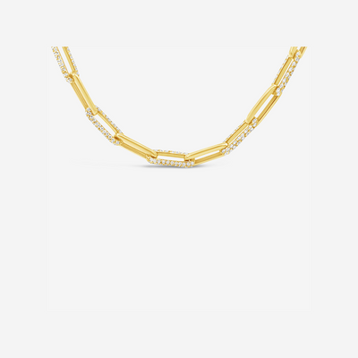 Paper Clip 5 Diamond Links Necklace
