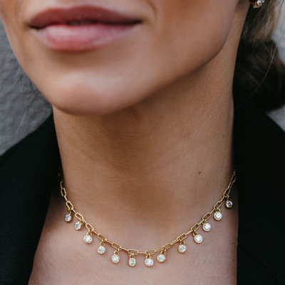 Diamond Bezel Drops Necklace
