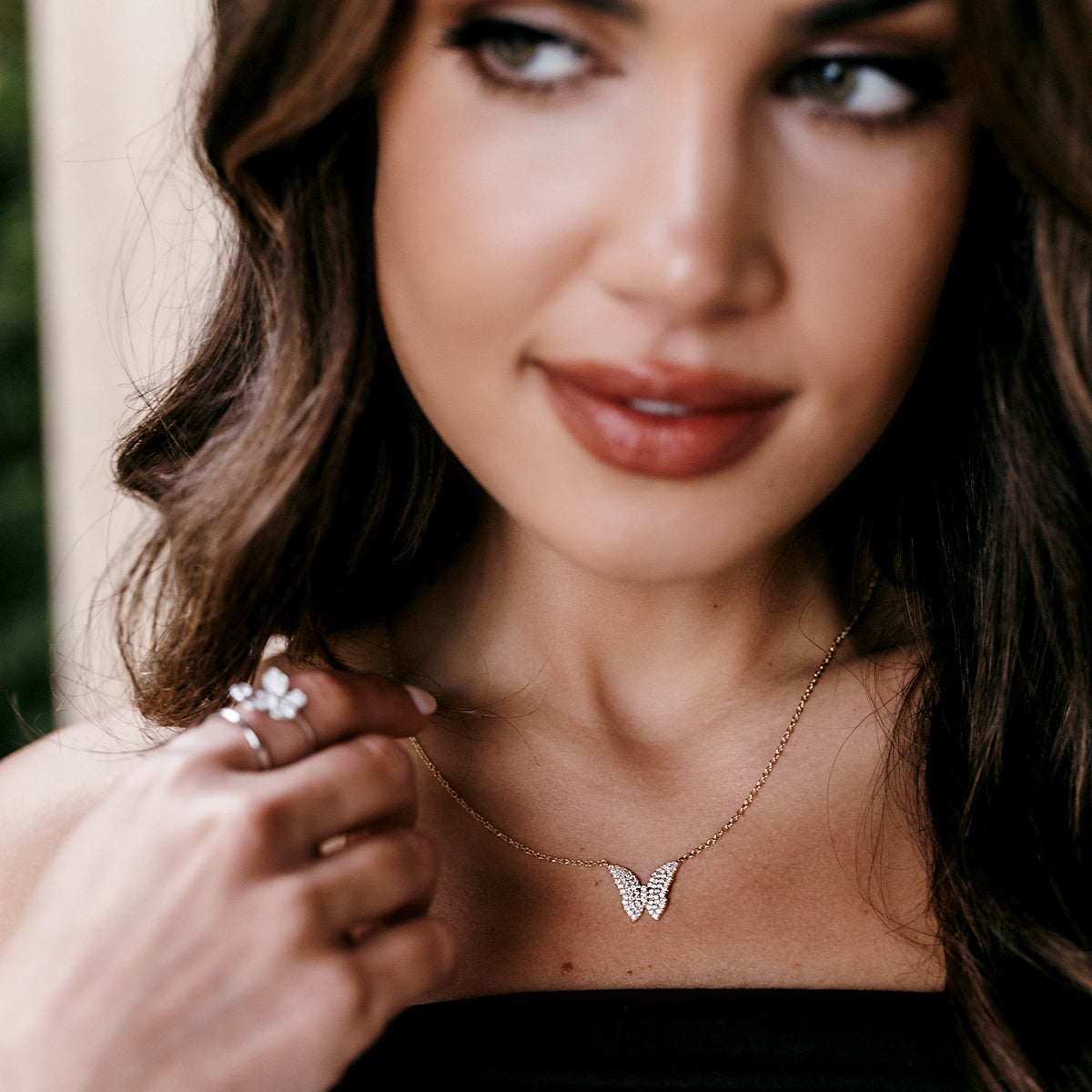 Pave Diamond Butterfly Necklace