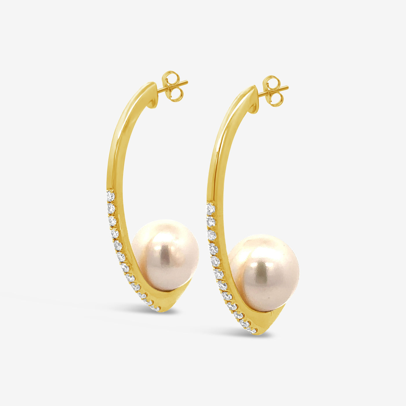 Pave Diamond & Pearl Drop Earrings