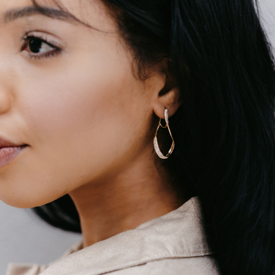 Pave Front Facing Hoop Earrings