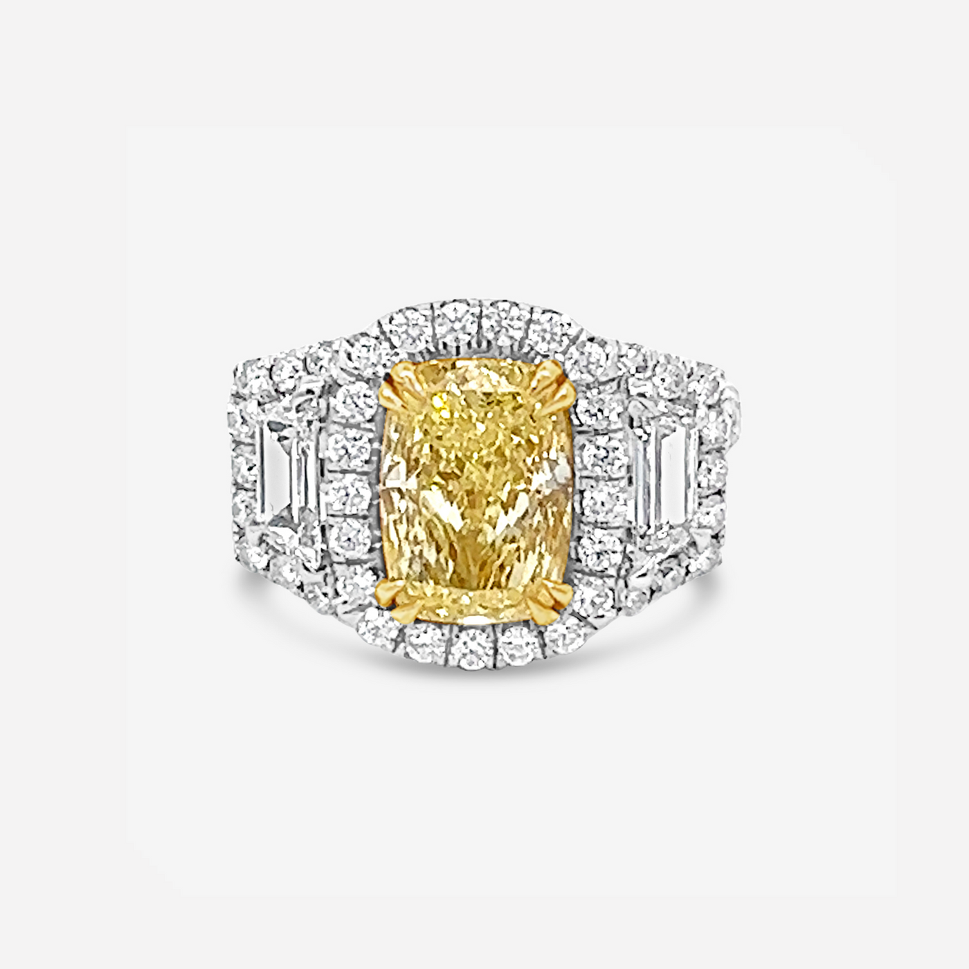 Preset 2.50ct Cushion Fancy Yellow Diamond Engagement Ring