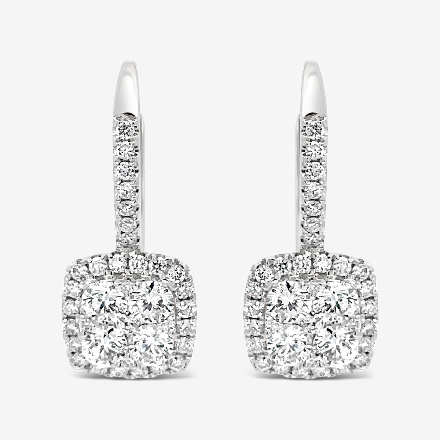 Round Illusion Drop Halo Earrings