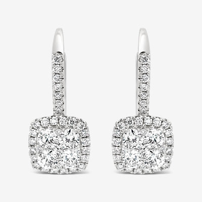 Round Illusion Drop Halo Earrings