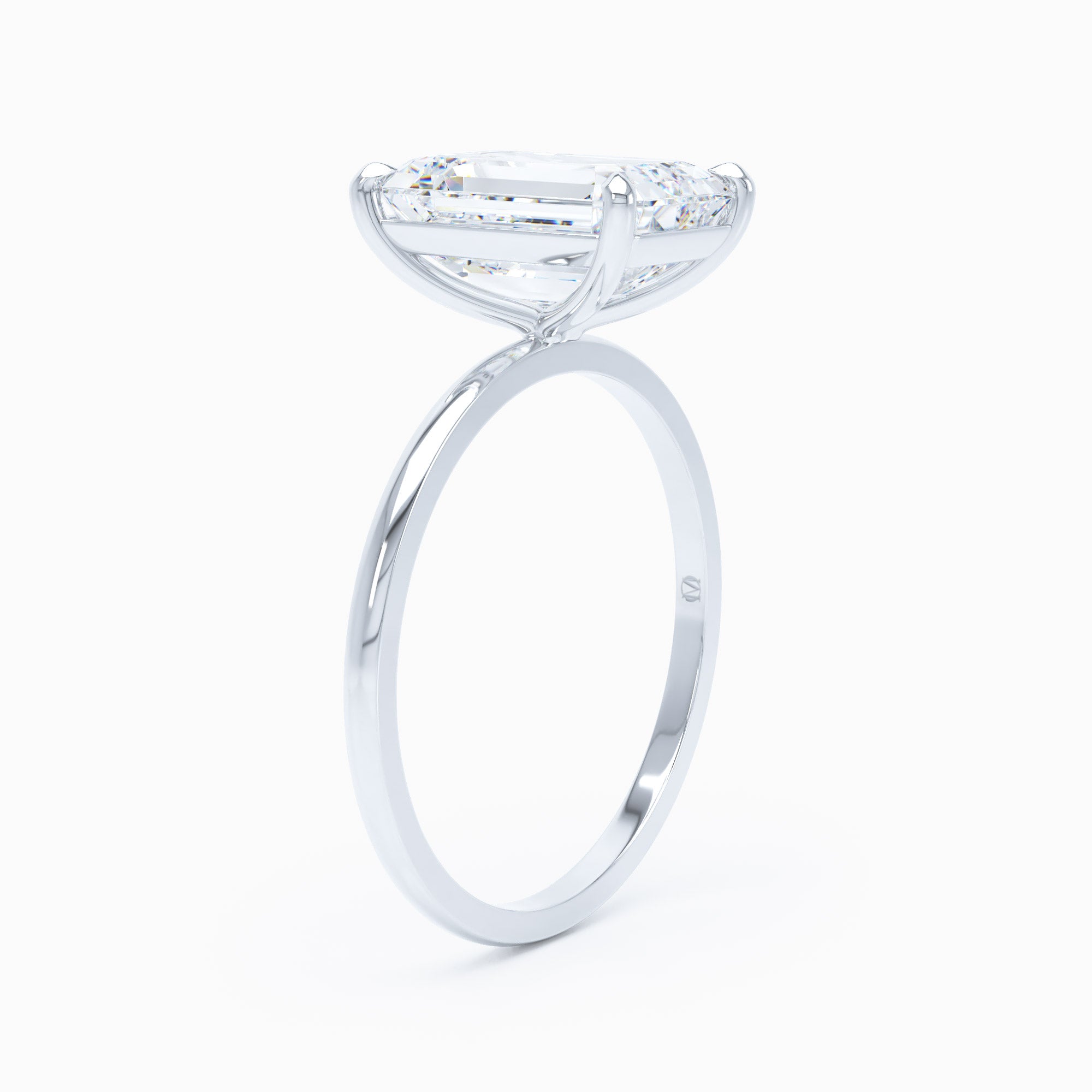 Petite Solitaire Emerald Cut Engagement Ring