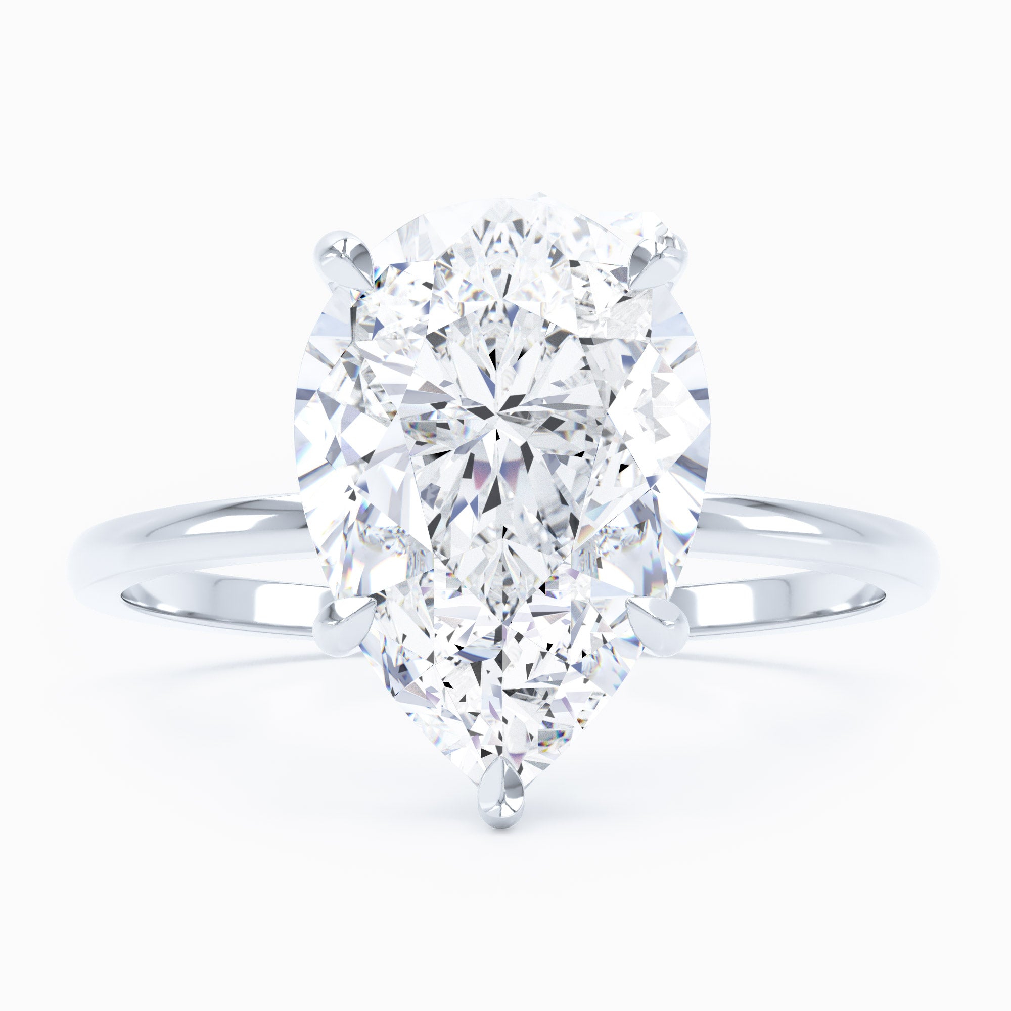 Petite Solitaire Pear Engagement Ring