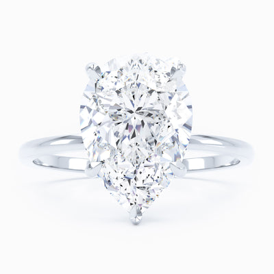Petite Solitaire Pear Engagement Ring