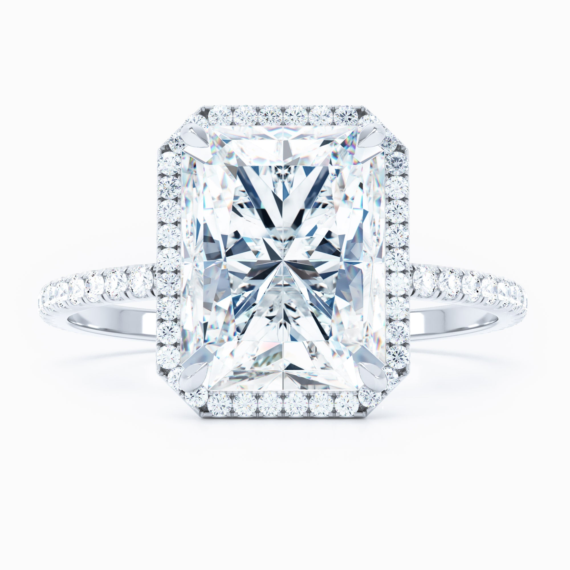 Delicate Halo Radiant Engagement Ring